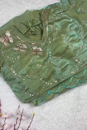 Ethereal Sage Green Ensemble with Butterfly Sequin Accents