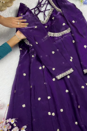 Royal Purple Anarkali with Scalloped Zari Borders
