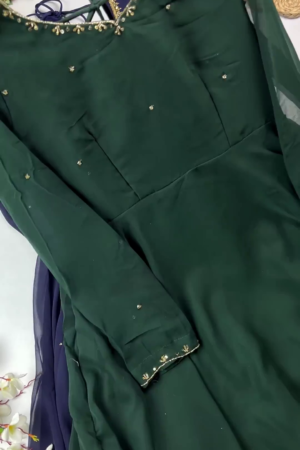 Forest Green Anarkali with Scalloped Zari Detailing