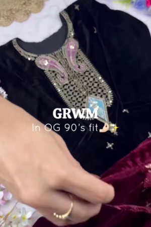 Vintage-Inspired Midnight Black & Velvet Ensemble