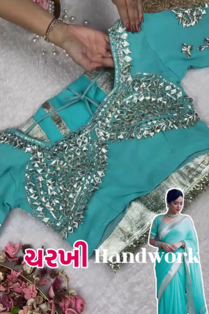 Azure Sky Saree with Bold Silver Heritage Accents