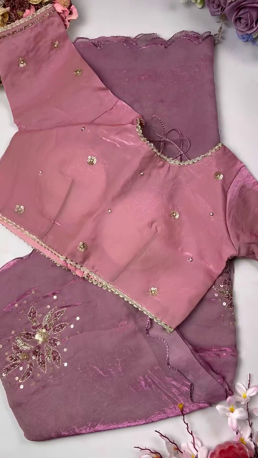 Luminous Shimmer Silk Saree with Hand-Embroidered Floral Zari Butta