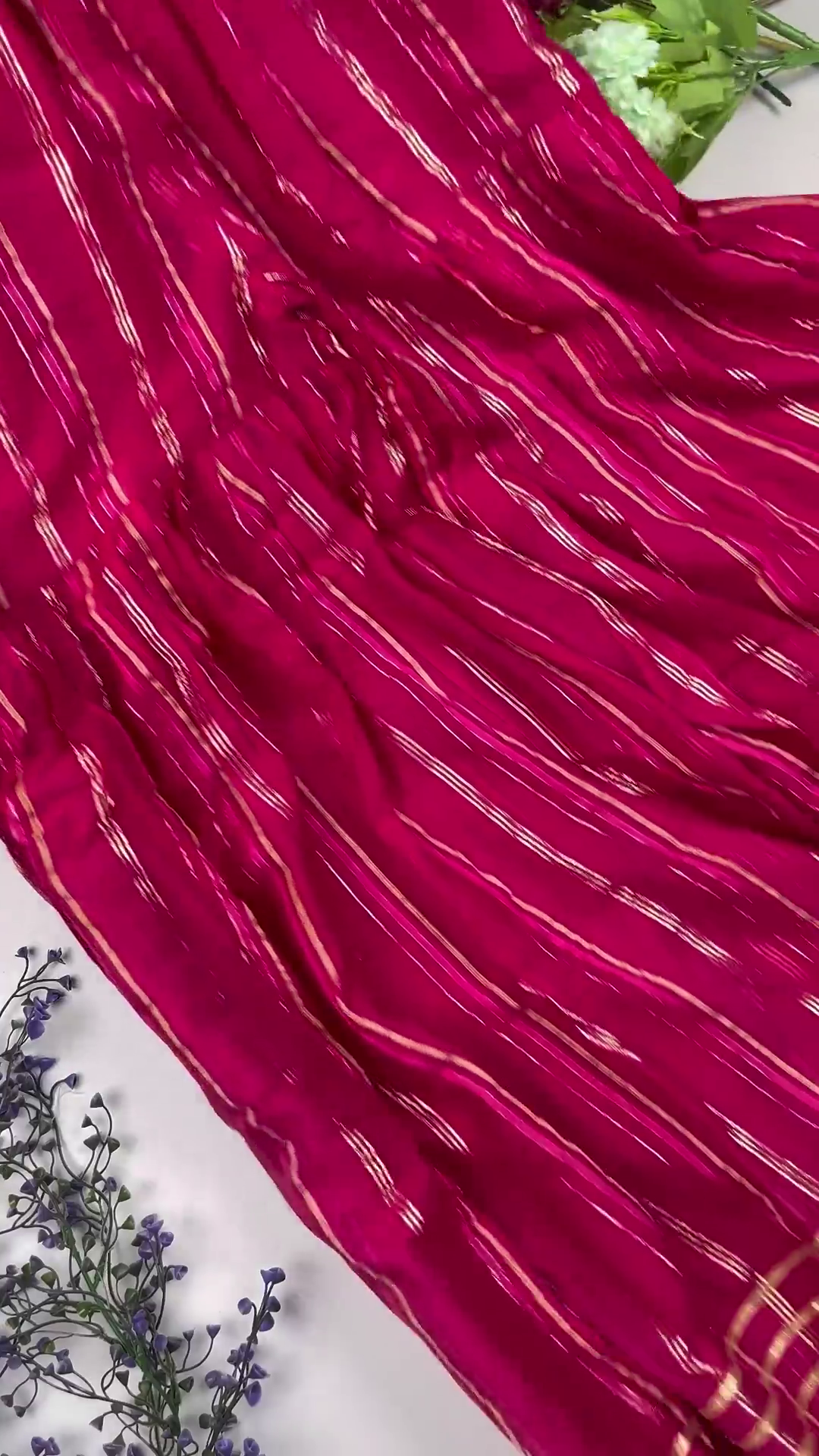 Jewel-Toned Gown with Lurex Stripes and Mirror-Work V-Neck - Image 8