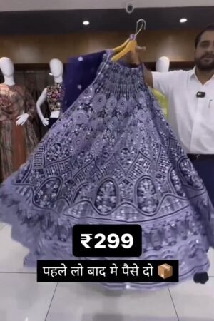 Women's Lavender Net Sequins and Zarkan embroidery Semi-Stitched Lehenga choli & Dupatta