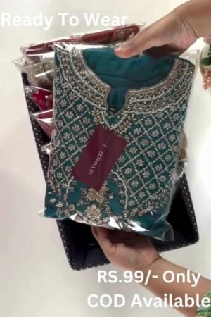 Embellished Semi-Stitched Anarkali Dress Material