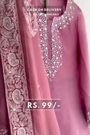 CHIKANKARI X MIRROR WORK KURTA SET